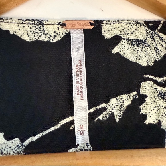 Free People French Quarter Black & Cream Floral Wrap Mini Dress Size Medium - Picture 7 of 13